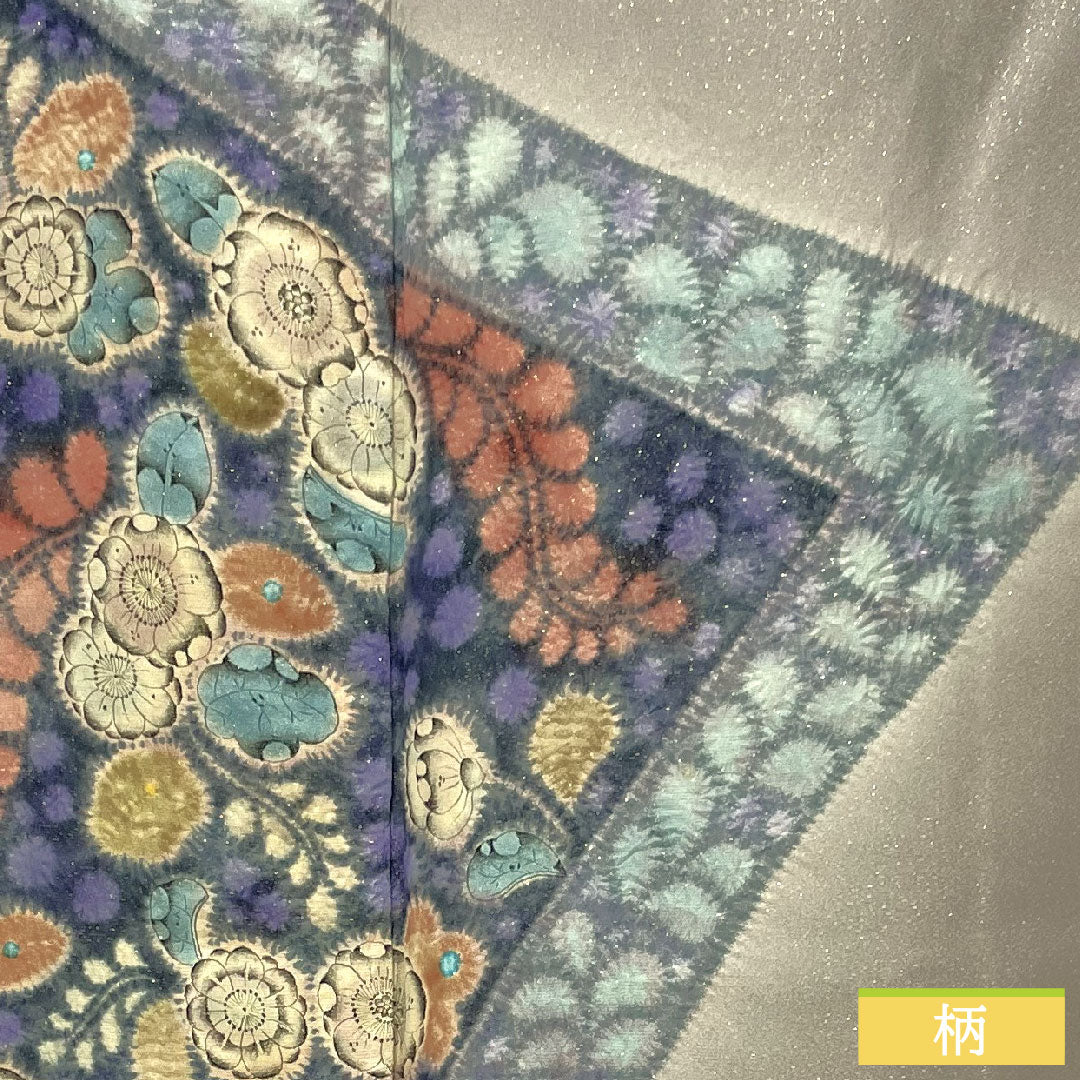 訪問着 正絹 袷 身丈159.5cm 裄丈64.5cm 紫鼠色(むらさきねずいろ) 辻ヶ花 金通し Aランク グレー系 1112005063322