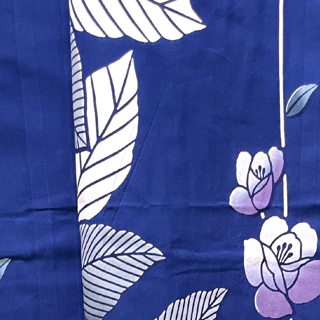 浴衣 紺桔梗色 薔薇 木綿 Sランク 単衣 身丈161.5cm 裄丈71cm 紺系 1118004132418