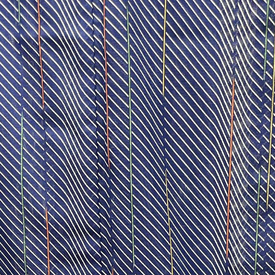 Summer kimono, polyester, small pattern, length 170.5cm, sleeve length 65cm, navy bellflower color, geometric pattern, washable kimono, with basting thread, silk, S rank, navy blue, 1132001552618