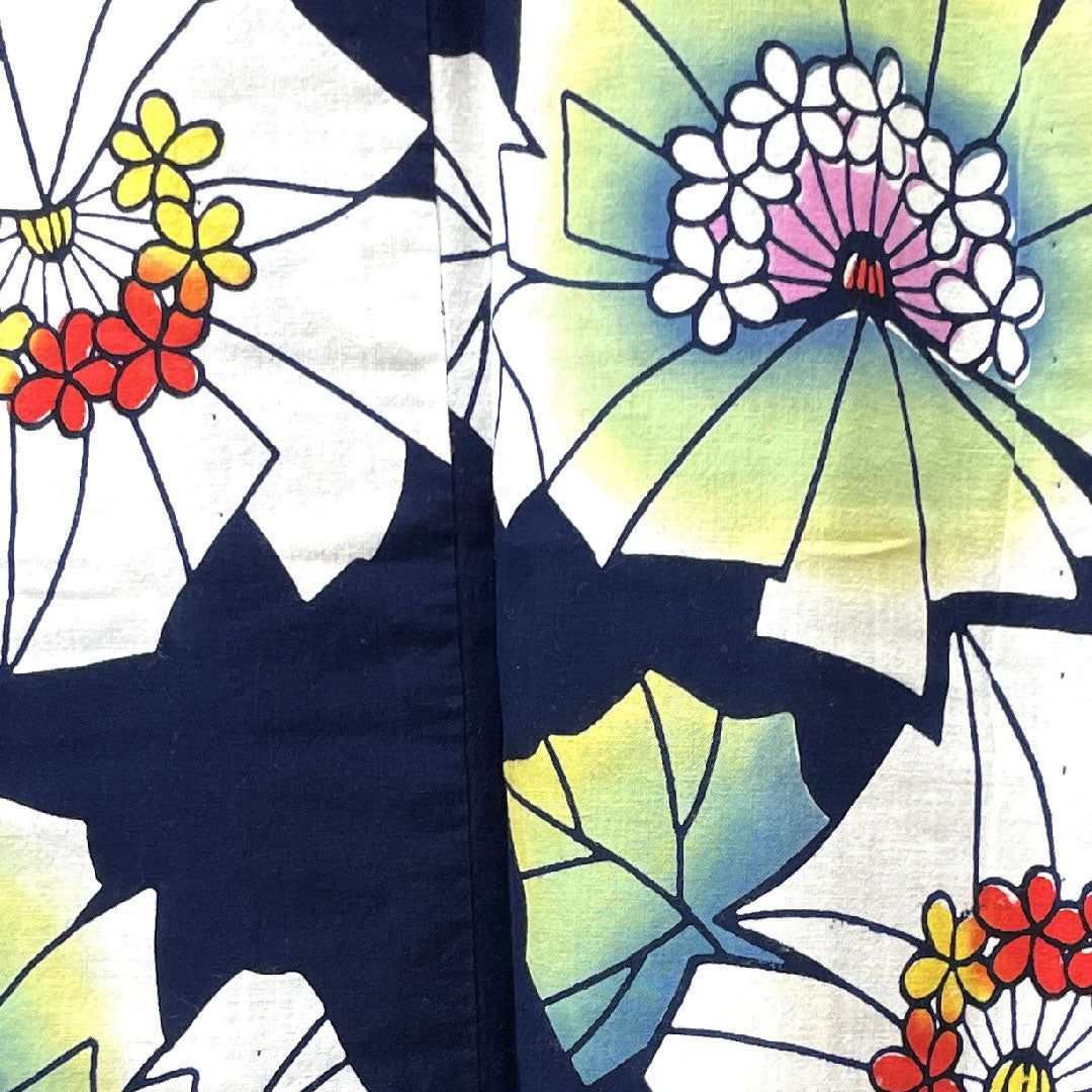 浴衣 濃紺色 抽象模様 木綿 Sランク 単衣 身丈147.5cm 裄丈64cm 紺系 1118002482118