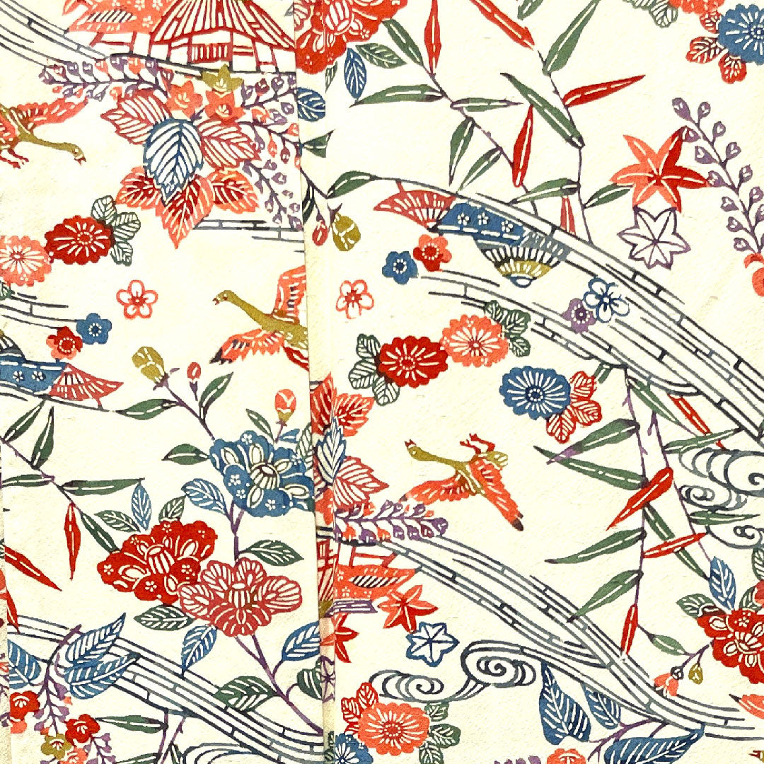 Komon Length 163.5cm Sleeve length 65cm Awase Milky white Kyo-Bingata Chayatsuji Pure silk S rank White 1115003342411