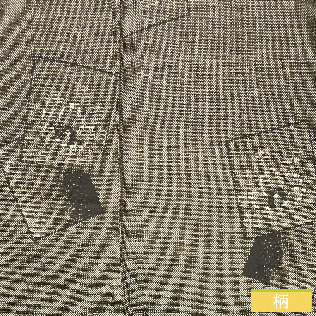 紬 正絹 身丈170.5cm 裄丈67.5cm 大島紬 7マルキ 花模様 しつけ糸付き Aランク 袷 茶系 1116003753614