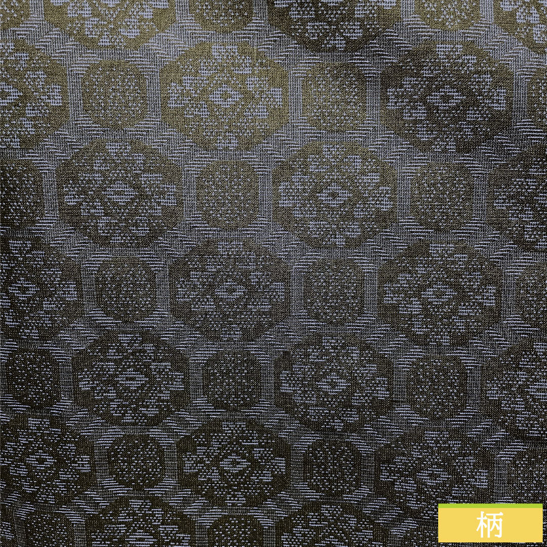 羽織 正絹 身丈78.5cm 裄丈63cm 村山大島 幾何学模様 しつけ糸付き 未使用品 Sランク 袷 紺系 1117000932918