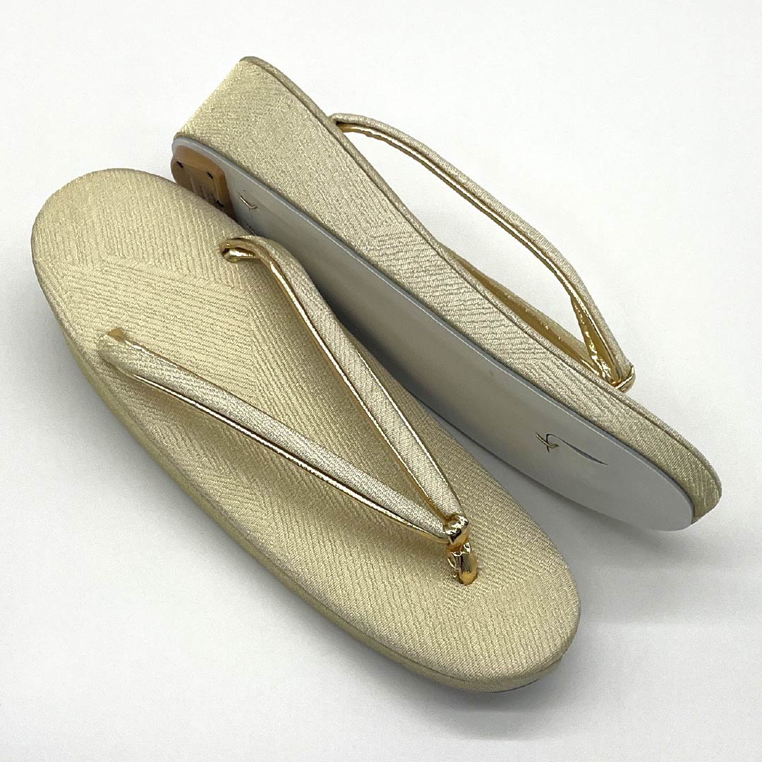 (Like New) Formal Zori and Bag Set, 2-Way, Medium, Gold, Rank B, 1133000274321