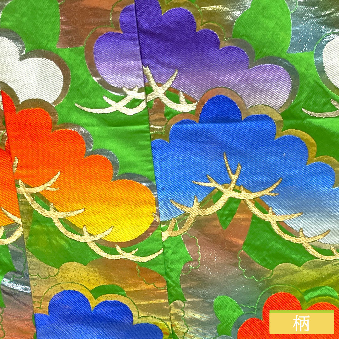 色打掛 正絹 身丈198cm 裄丈66.5cm 龍村謹製 桐箱入り 長襦袢セット 唐織 松 Aランク 袷 緑系 1110000613919