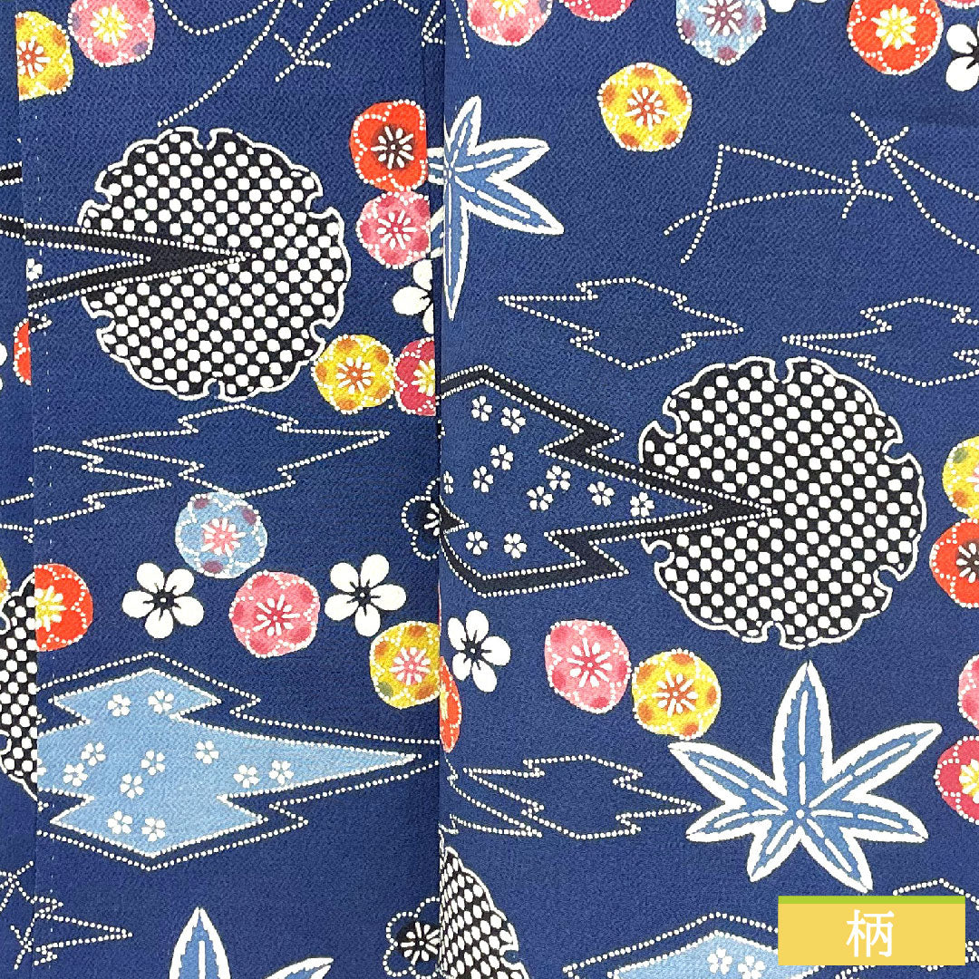 小紋 正絹 身丈162cm 裄丈65cm 袷 鉄葡萄色(てつぶどういろ) 京紅型 吉祥文様 Aランク 紺系 1115004453418