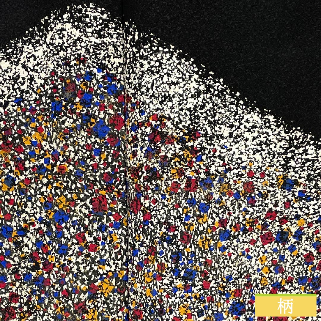 訪問着 正絹 Sランク 袷 身丈157.5cm 裄丈66cm 染色作家 田中文子 重ね衿付き 三松シルクケア 黒系 1112007492310