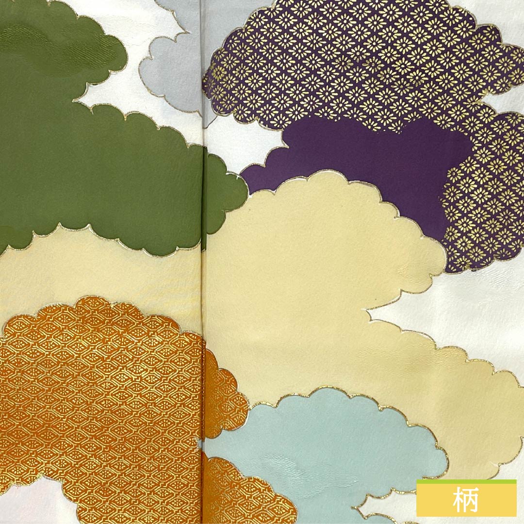 訪問着 正絹 Aランク 袷 身丈157.5cm 裄丈62cm 乳白色(にゅうはくしょく) 京友禅 雲取り しつけ糸付き 白系 1112006563311