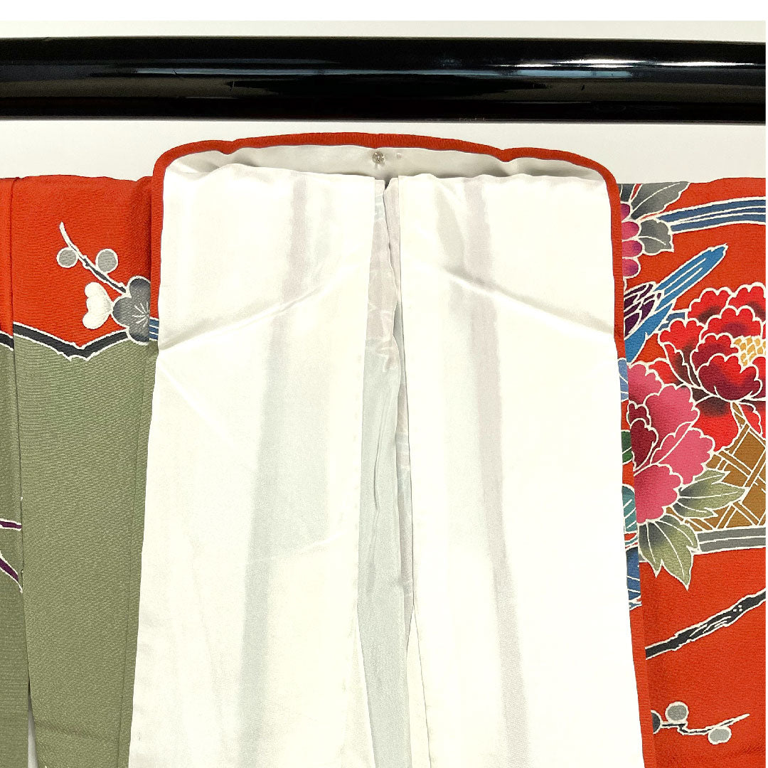 振袖 身丈165cm 裄丈65.5cm 袷 栗梅色 京紅型 鴛鴦 松竹梅 正絹 Sランク 赤系 1113000902512