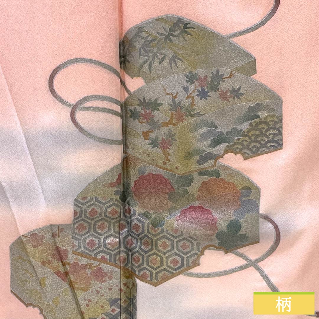 訪問着 正絹 Sランク 袷 身丈167.5cm 裄丈68cm 曙色(あけぼのいろ) 金彩加工 重箱 しつけ糸付き ピンク系 1112006372513