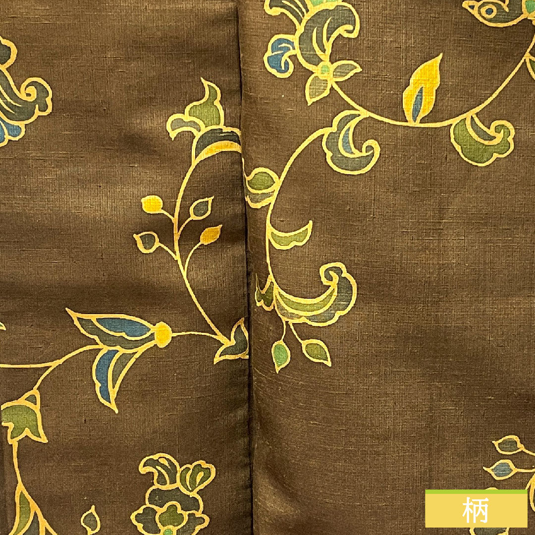 小紋 正絹 身丈162cm 裄丈64.5cm 袷 落栗色 更紗模様 Aランク 茶系 1115003863414