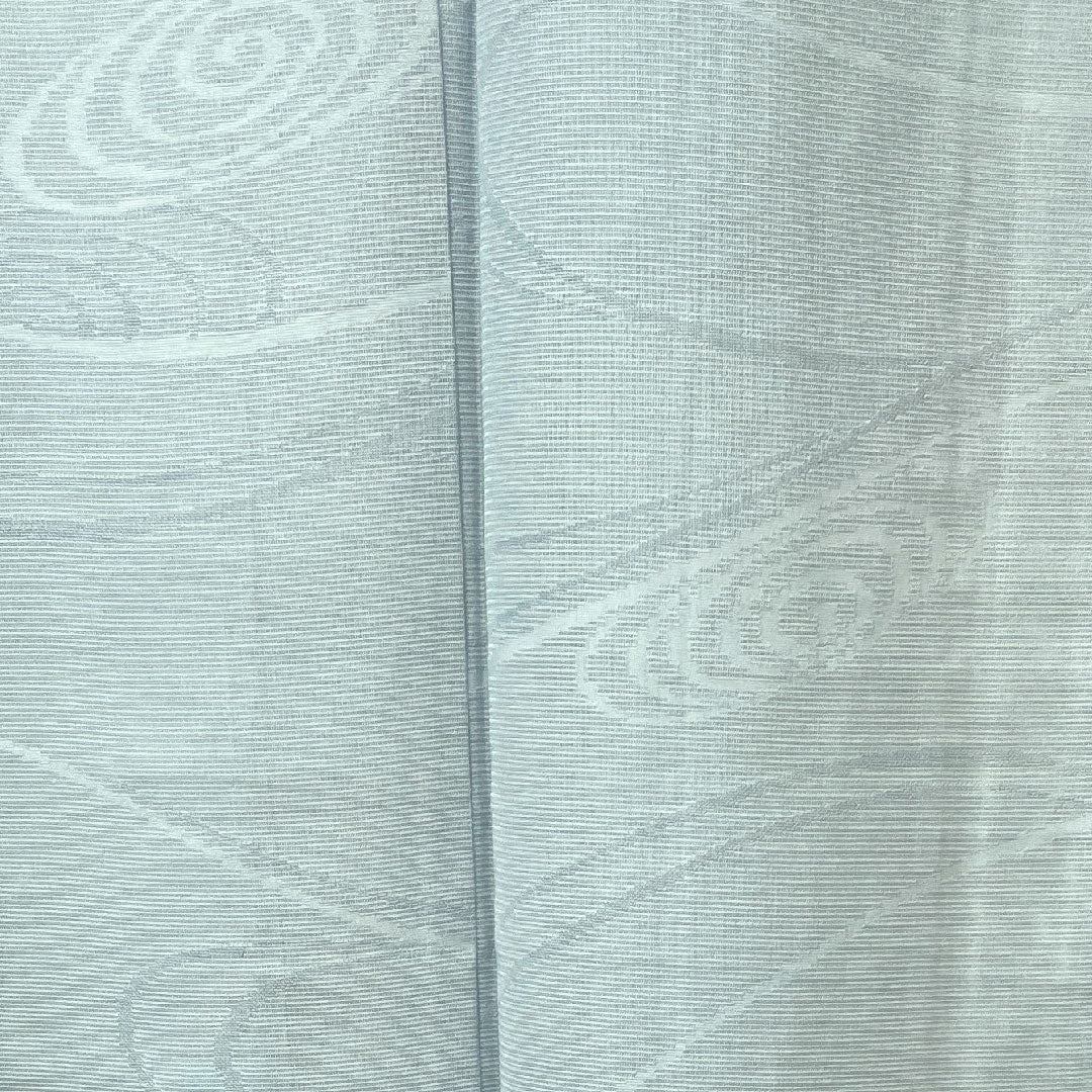 夏物 正絹 色無地 身丈162.5cm 裄丈63cm 砧青磁色(きぬたせいじいろ) 梅鉢 しつけ糸付き 流水 絽 Aランク 水色系 1132000493424