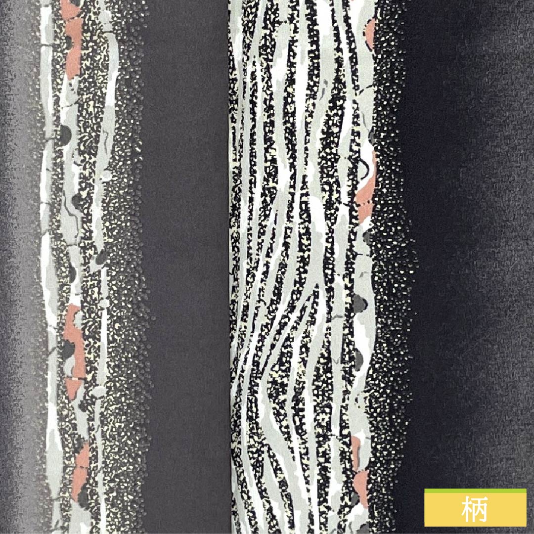 小紋 ポリエステル 身丈158cm 裄丈64.5cm 袷 今鶴羽色(いまつるはいろ) 縦縞 洗える着物 Sランク グレー系 1115006262322