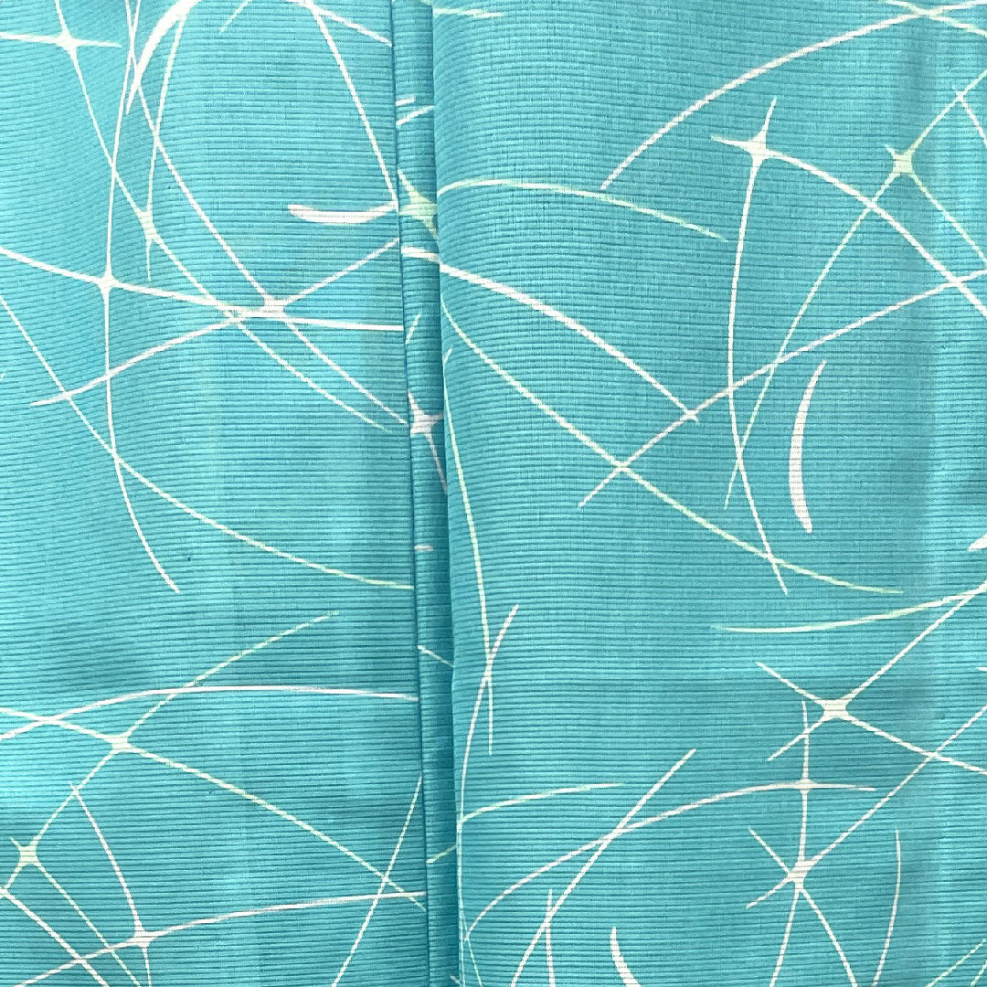 夏物 ポリエステル 小紋 身丈154.5cm 裄丈61.5cm 水浅葱色(みずあさぎいろ) 洗える着物 幾何学模様 絽 Sランク 水色系 1132001722224