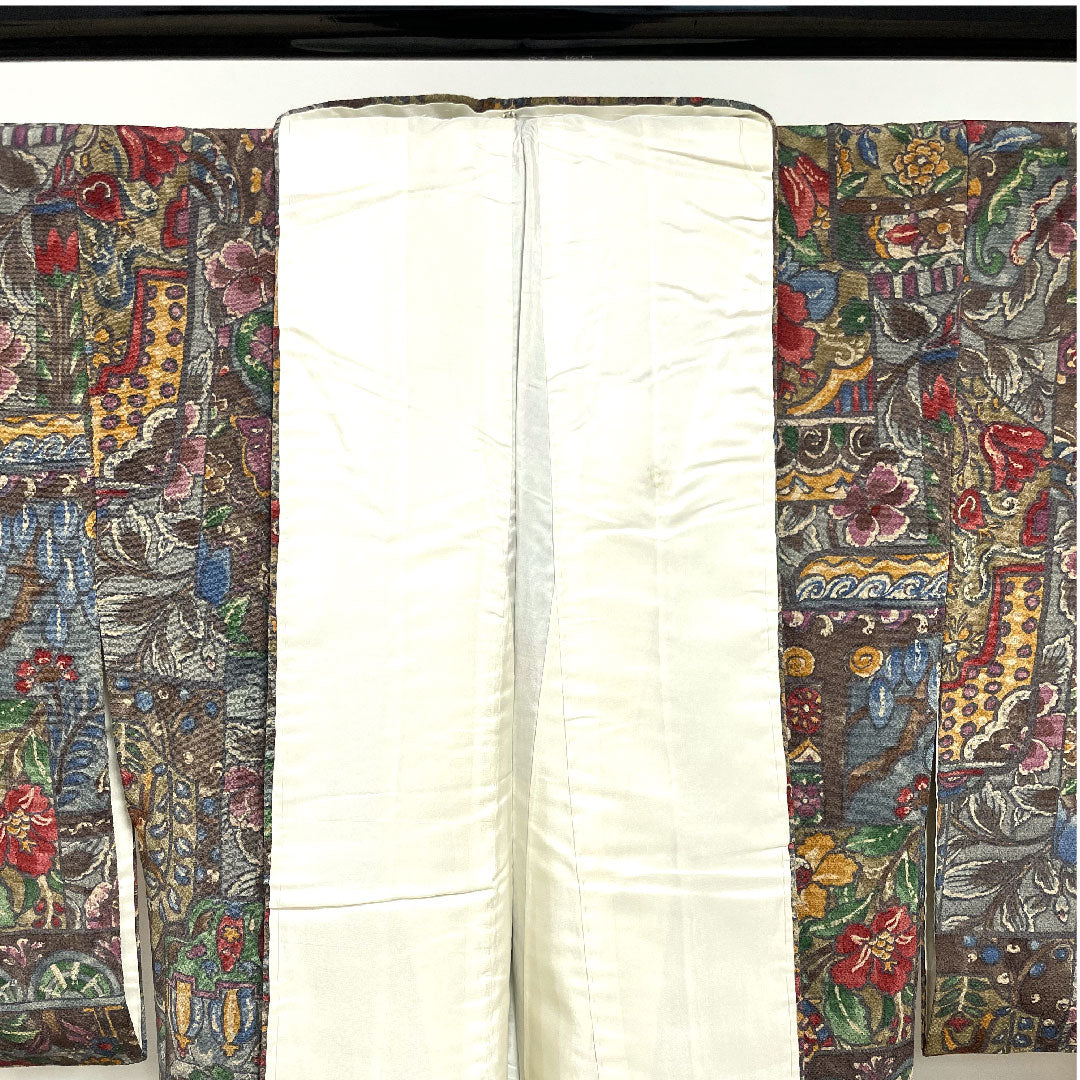 小紋 身丈160cm 裄丈62cm 袷 更紗模様 正絹 Aランク グラデ 1115002303499