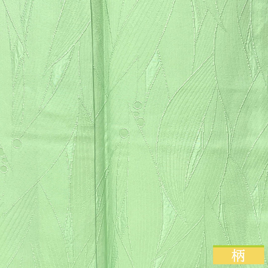 色無地 正絹 身丈155cm 裄丈62cm 綸子 一つ紋 大割抱き茗荷 袷 Aランク 緑系 1114001853319