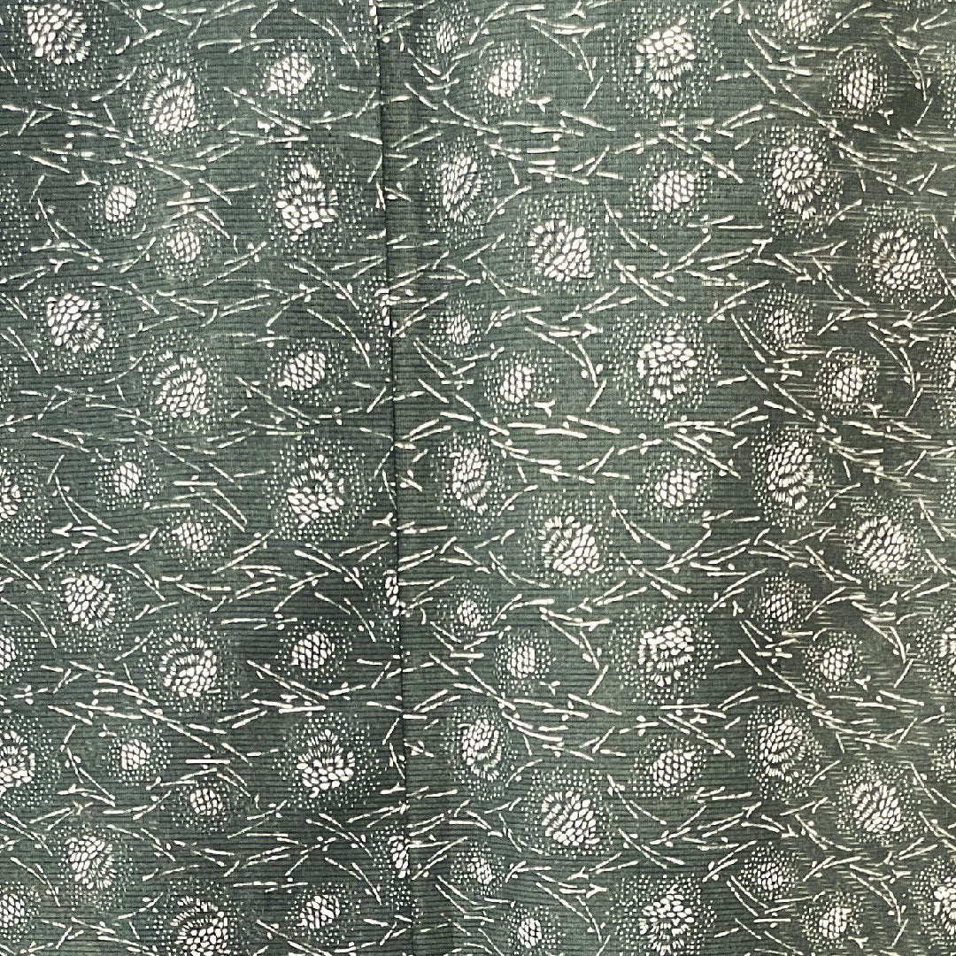 夏物 ポリエステル 小紋 身丈162.5cm 裄丈62.5cm 鉄鼠色(てつねずいろ) 抽象模様 洗える着物 絽 Sランク 黒系 1132000542410