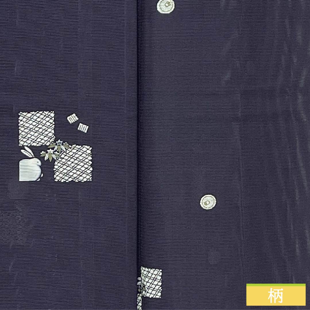 夏物 正絹 小紋 身丈158cm 裄丈67cm 褐色(かちいろ) 型染 飛び市松 古典柄 絽 Sランク 紫系 1132002802320