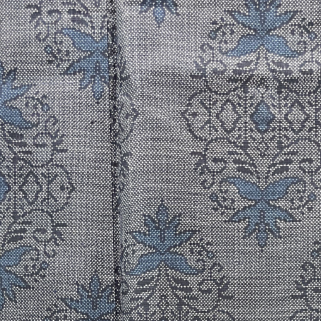 大島紬 身丈148cm 裄丈61cm 経緯絣 抽象模様 正絹 Aランク 袷 紺系 1116002683118
