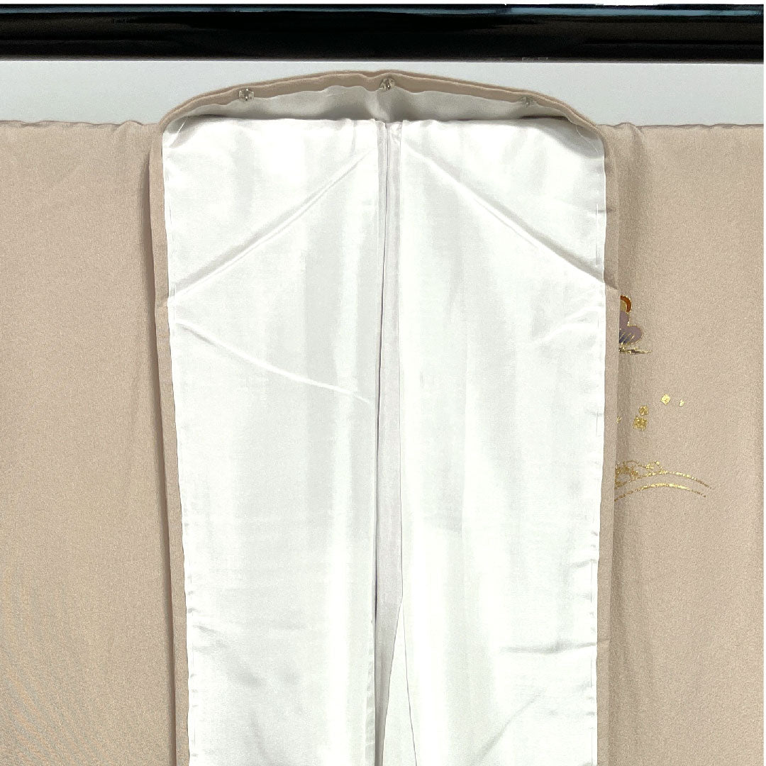 訪問着 袷 身丈152.5cm 裄丈64cm 惚色 京友禅 松 鶴 正絹 Sランク ピンク系 1112001902213