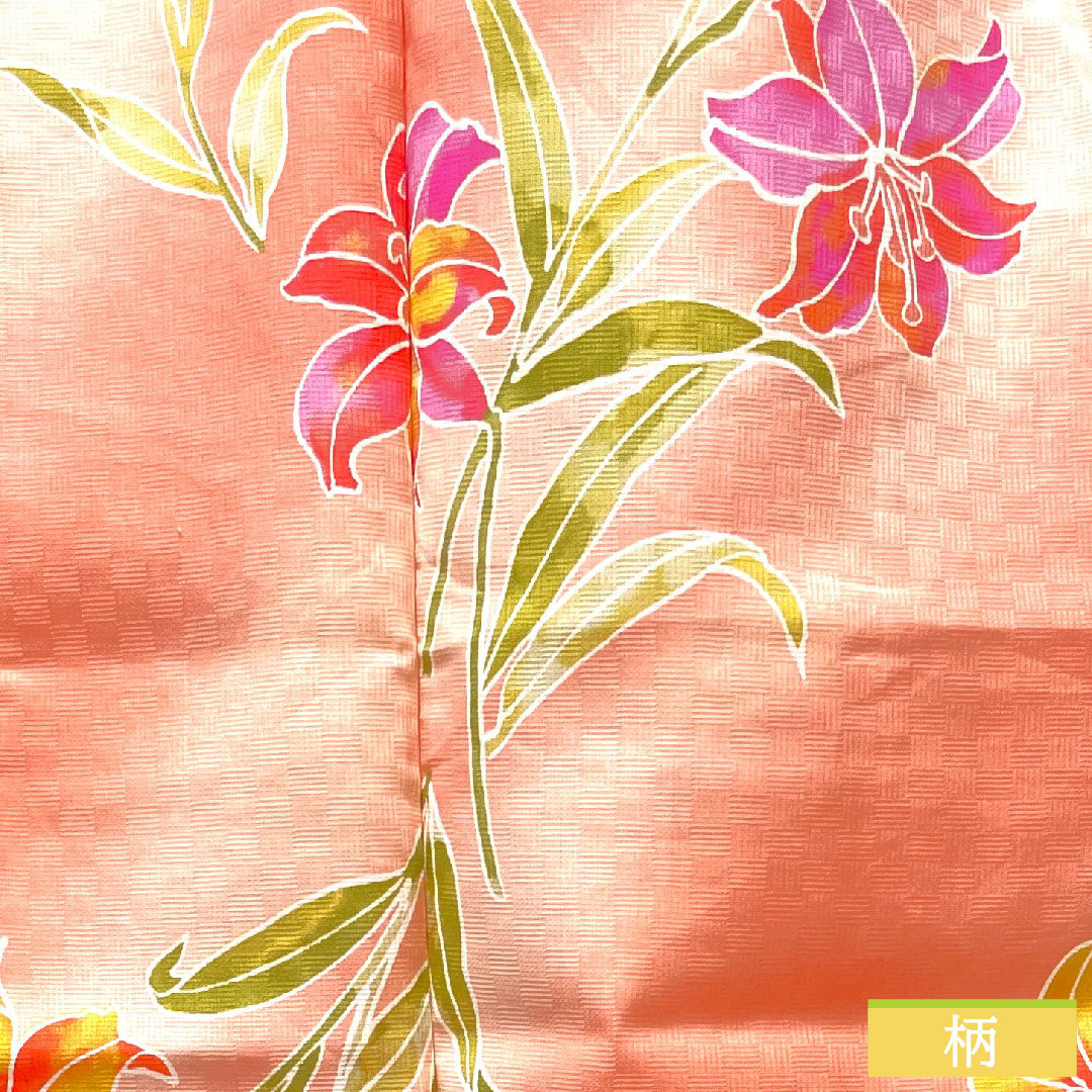 浴衣 木綿 身丈162.5cm 裄丈67.5cm Sランク 単衣 ピンク系 カサブランカ 1118004812413