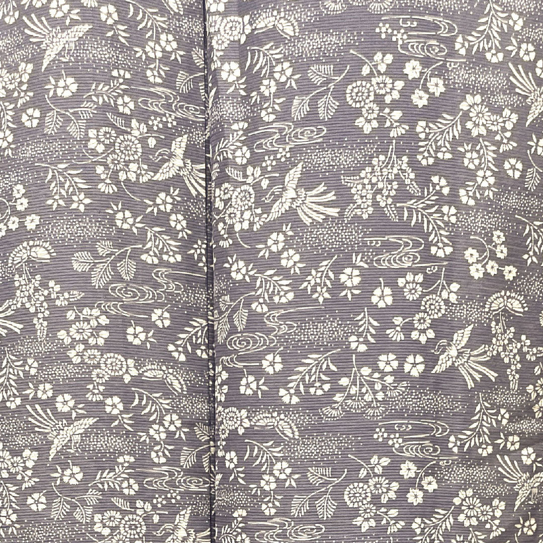 夏物 正絹 小紋 身丈155.5cm 裄丈64cm 相思鼠色(そうしねずいろ) 吉祥文様 鳳凰 菊 絽 Sランク グレー系 1132001832322