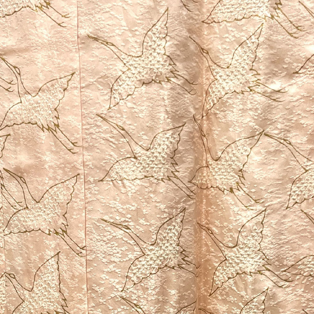 長襦袢 正絹 身丈135cm 裄丈68cm 袷 フォーマル 鶴 部分絞り 絵羽付け Sランク ピンク系 1129000532413