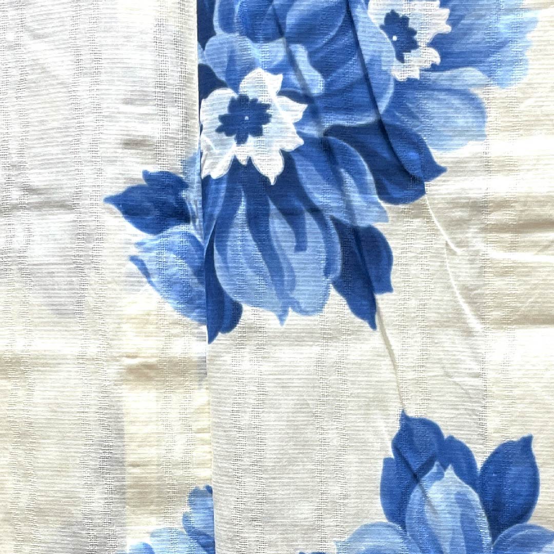 浴衣 乳白色色 花模様 木綿 Sランク 単衣 身丈161.5cm 裄丈66.5cm 白系 1118004292411