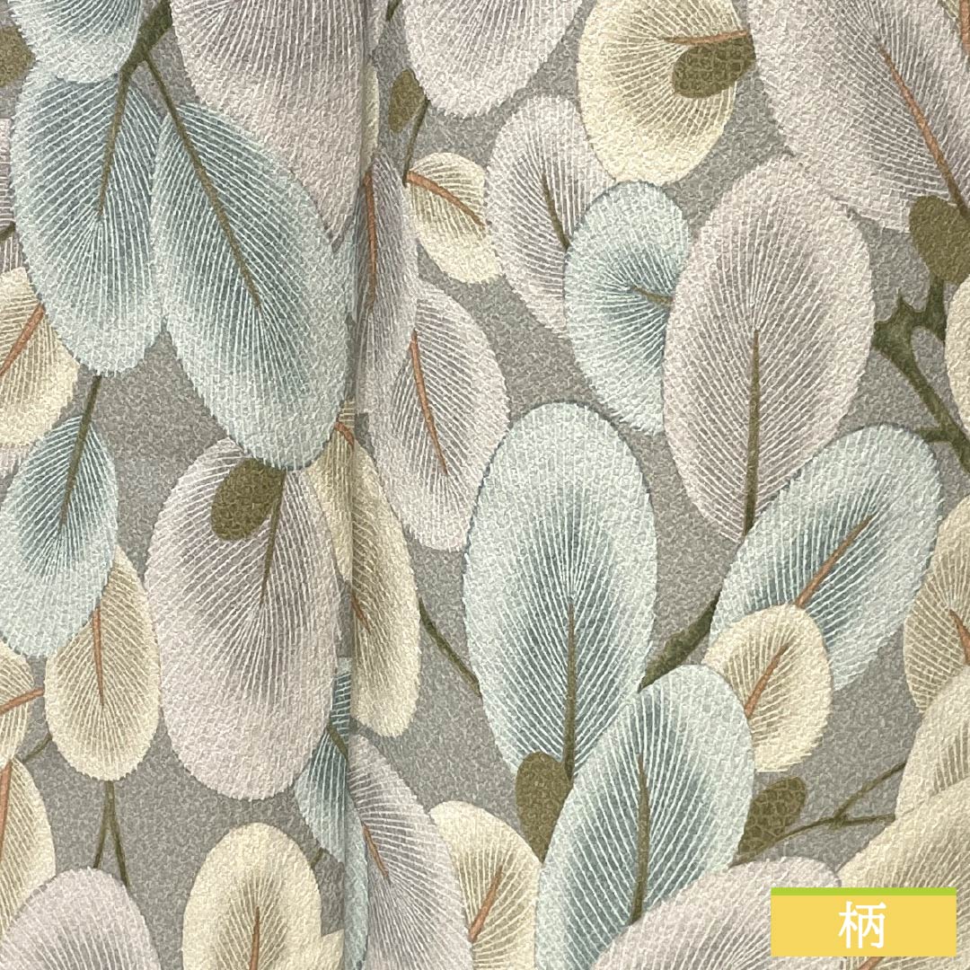 小紋 ポリエステル 身丈166cm 裄丈66cm 単衣 消炭鼠色(けしずみねずみいろ) 洗える着物 抽象柄 Aランク グレー系 1115005113522