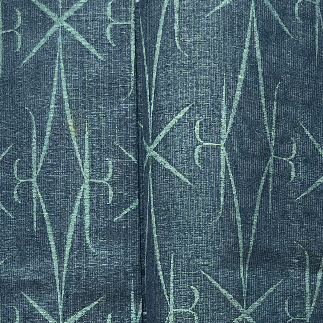 Summer wool tsumugi Length 153.5cm Sleeve length 61.5cm Back color (urai-ro) Geometric pattern Summer wool Gauze S rank Blue 1132001262217