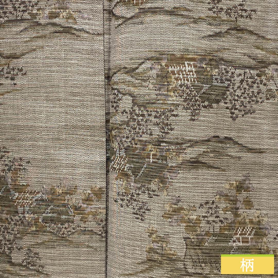 紬 正絹 身丈161.5cm 裄丈66cm 京極生壁色(きょうごくなまかべいろ) 風景模様 居敷当て付き Sランク 単衣 グレー系 1116003802422