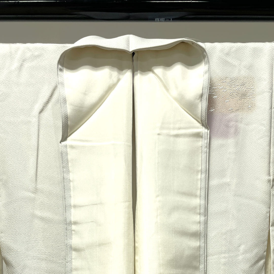 訪問着 袷 身丈162cm 裄丈64cm 胡粉色 金彩加工 刺繡 正絹 Aランク グレー系 1112002363422