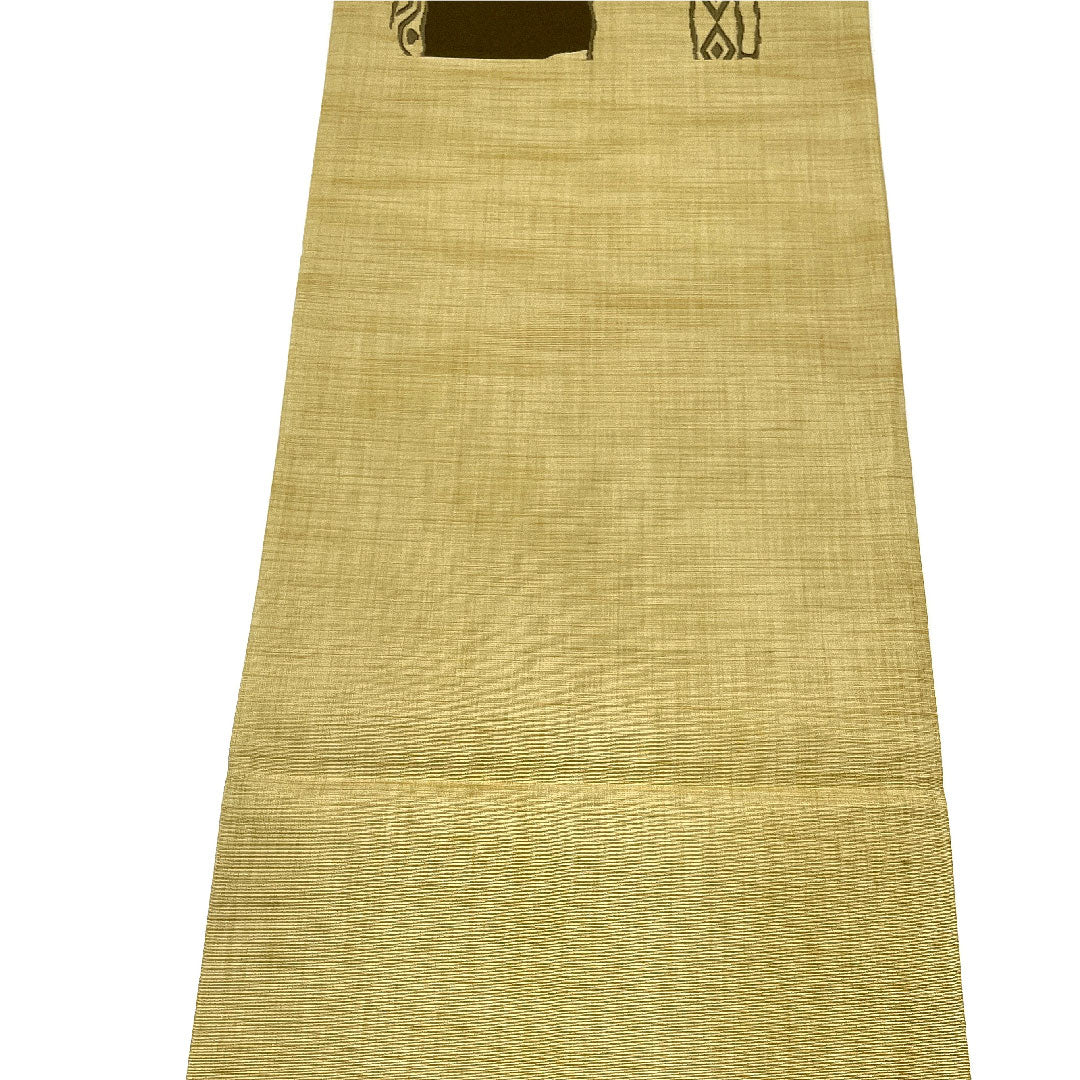 袋帯 抽象模様 帯丈422cm 正絹 Sランク 六通 カジュアル 黄系 1123004142323