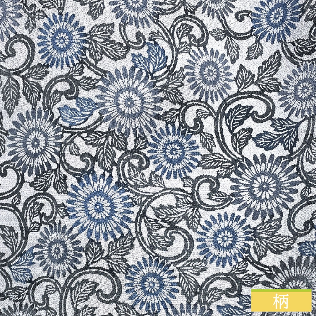 小紋 正絹 身丈172cm 裄丈64cm 袷 白銅色 京紅型 菊 Sランク グレー系 1115003572622