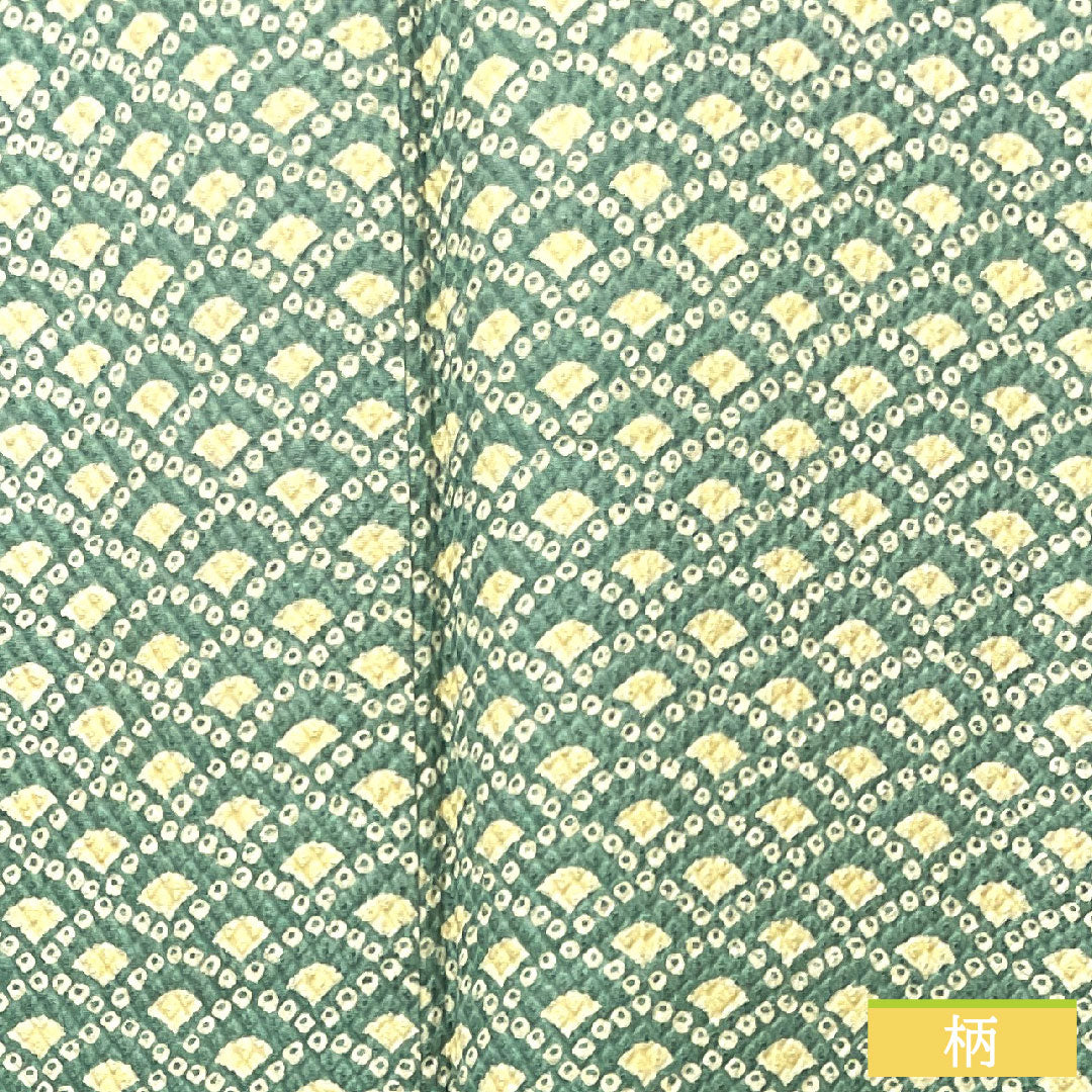 小紋 正絹 身丈167.5cm 裄丈65.5cm 袷 山藍摺色 Sランク 緑系 1115003672519