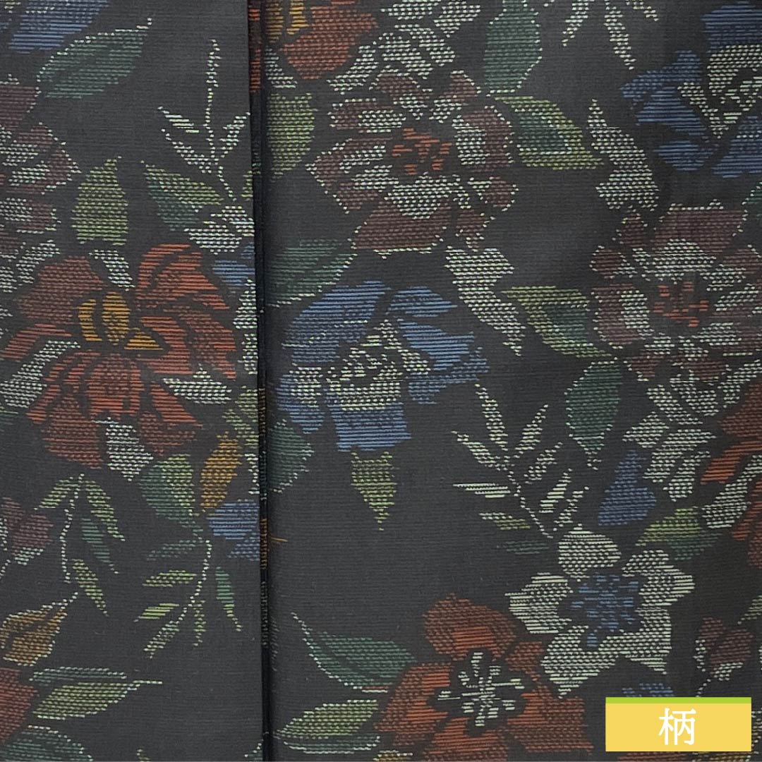 Tsumugi Silk S Rank Length 167cm (65.7in) Sleeve-to-sleeve 65.5cm (25.8in) Oshima Tsumugi Horizontal-weft Kasuri Floral Pattern With basting threads Lined Black 1116005262510