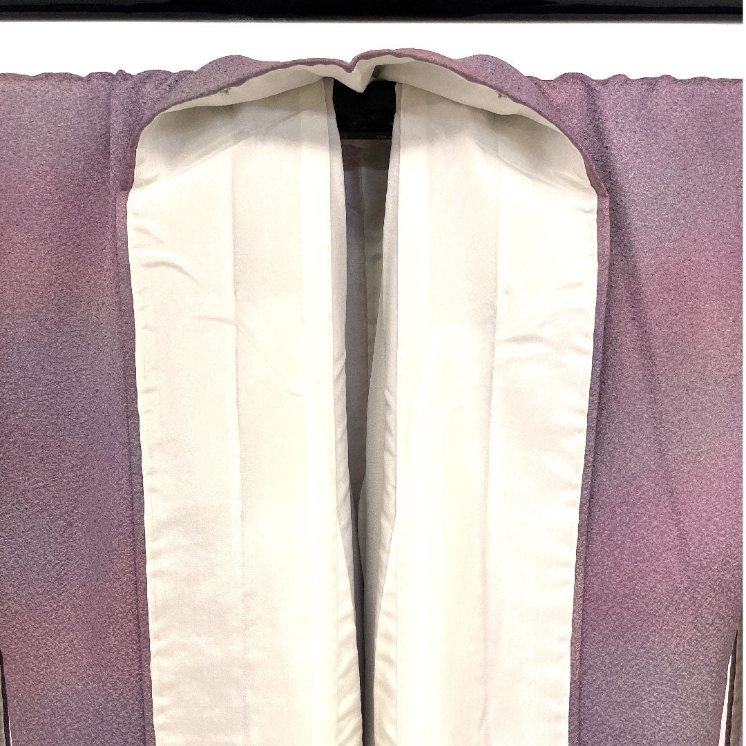 Plain color, wave pattern, length 171cm, sleeve length 67cm, lined, pure silk, S rank, purple, 1114000322420