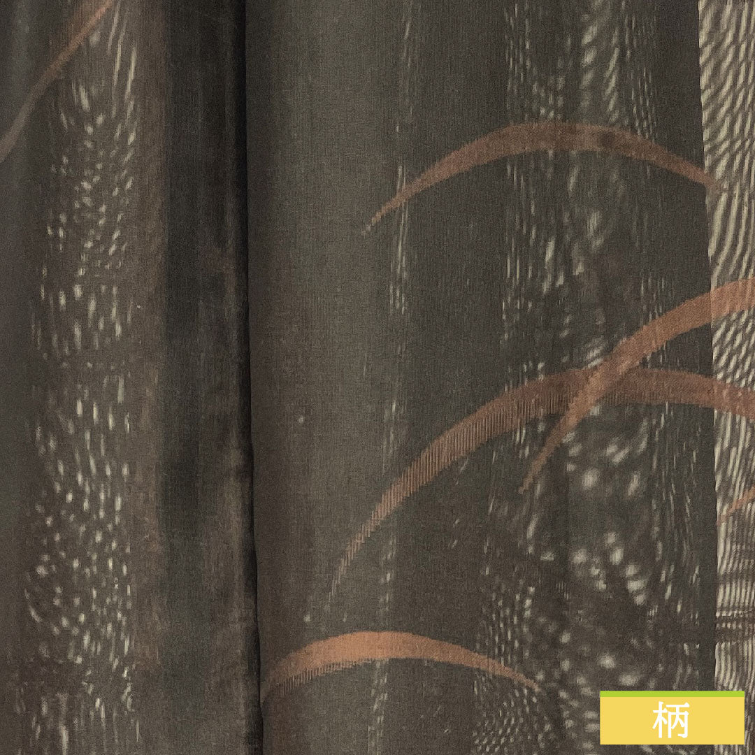 Summer pure silk komon length 161cm sleeve length 65.5cm reddish black (akaguroiro) monsha (monsha), tsuyukusa (dayflower) gauze, S rank, brown 1132001892414