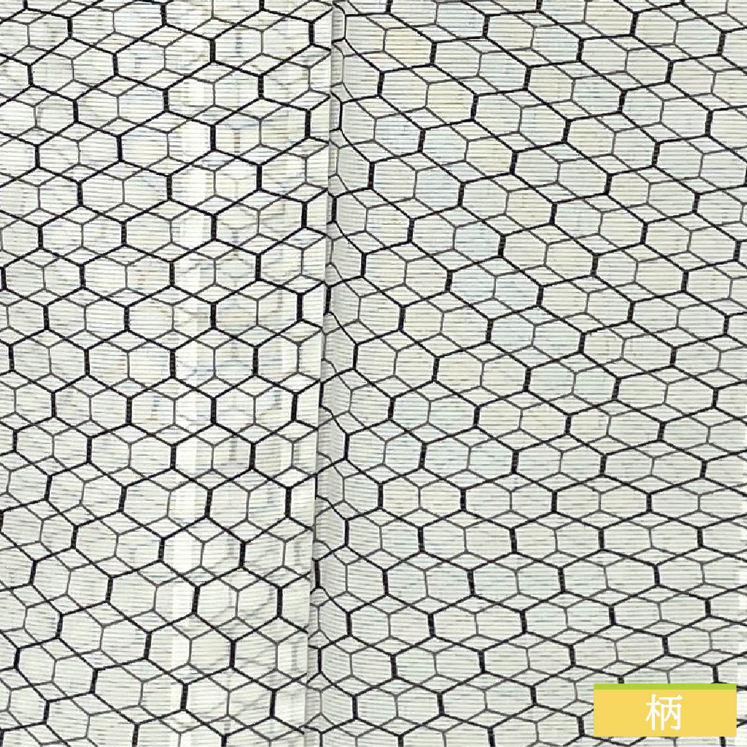 夏物 ポリエステル 小紋 身丈156cm 裄丈64cm 亀甲 洗える着物 絽 Sランク 白系 1132002612311