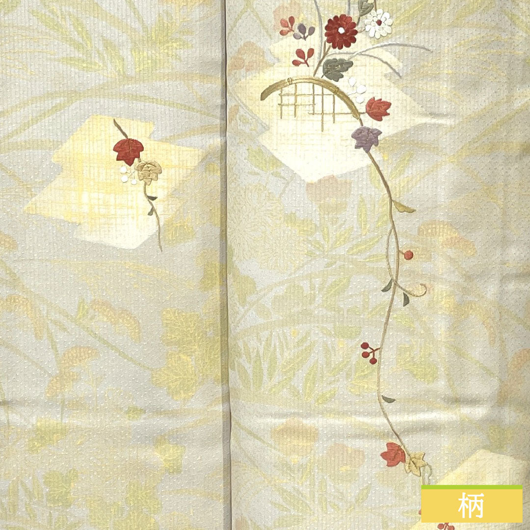 訪問着 正絹 袷 身丈159.5cm 裄丈64.5cm 銀白色(ぎんはくしょく) 京友禅 吉祥文様 Sランク グレー系 1112004772322