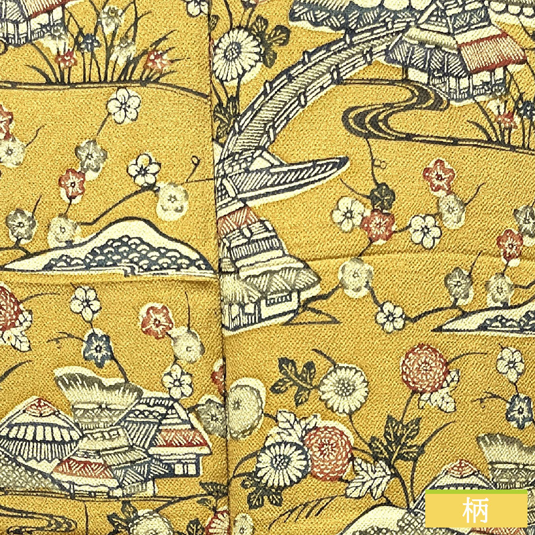 小紋 正絹 身丈154.5cm 裄丈67cm 袷 猟虎色 京紅型 茶屋辻 しつけ糸付き Sランク 茶系 1115003702214