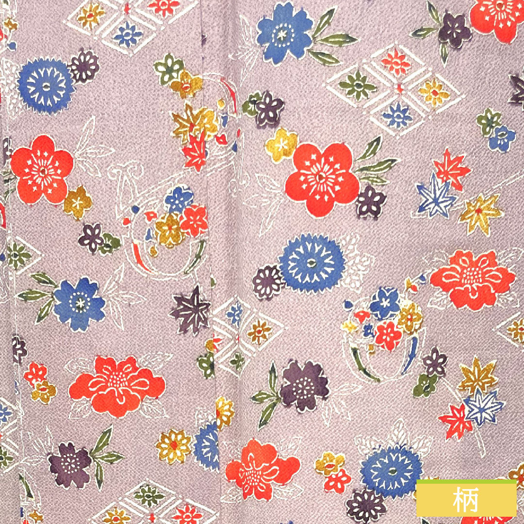 小紋 正絹 身丈163.5cm 裄丈64cm 袷 葡萄色(えびいろ) 型染 吉祥文様 しつけ糸付き Sランク 紫系 1115004482420