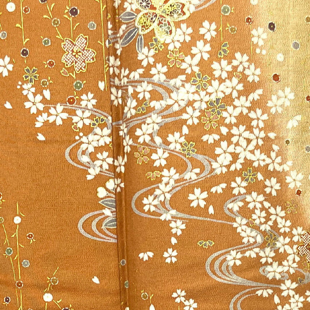 訪問着 正絹 袷 身丈159cm 裄丈64cm 京友禅 桜 しつけ糸付き 未使用品 Sランク グラデーション系 1112003132399