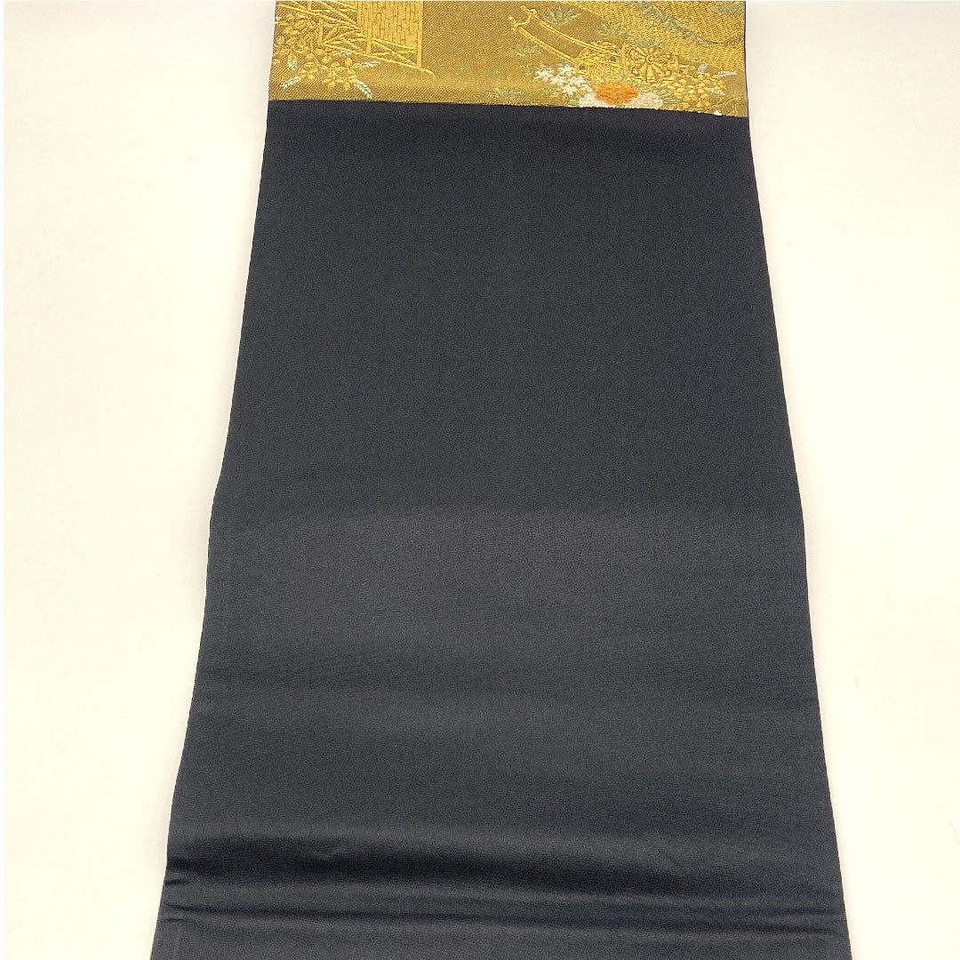 袋帯 花車 帯丈430cm 正絹 Sランク 六通 フォーマル グレー系 1123002702322