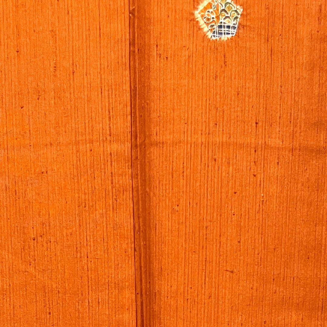 Tsumugi, Length 157cm, Sleeve length 65cm, Orange, Abstract pattern, Pure silk, S rank, Lined, Brown, 1116002802314