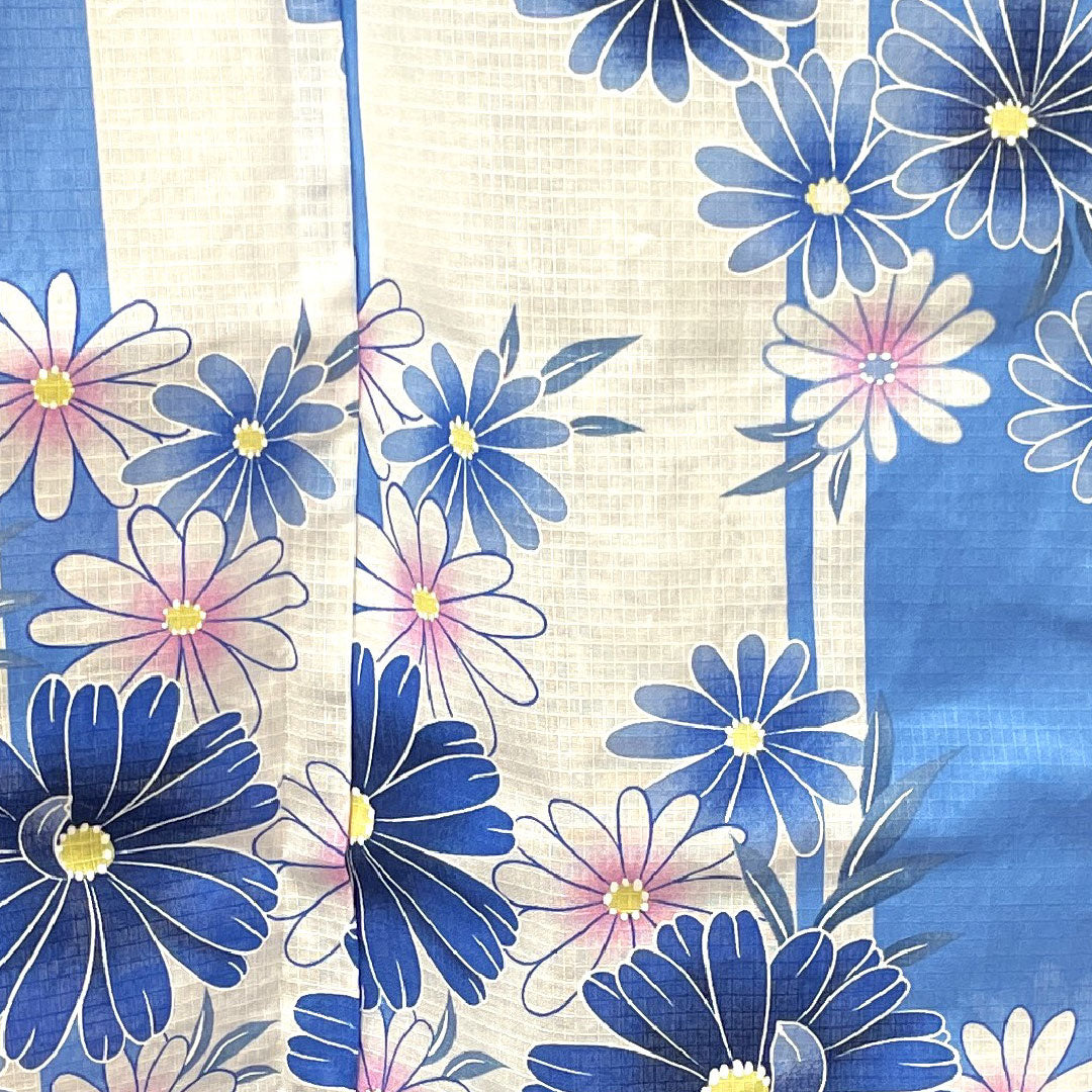 Yukata, floral pattern, cotton, S rank, single layer, length 161cm, sleeve length 65.5cm, white, 1118001482411