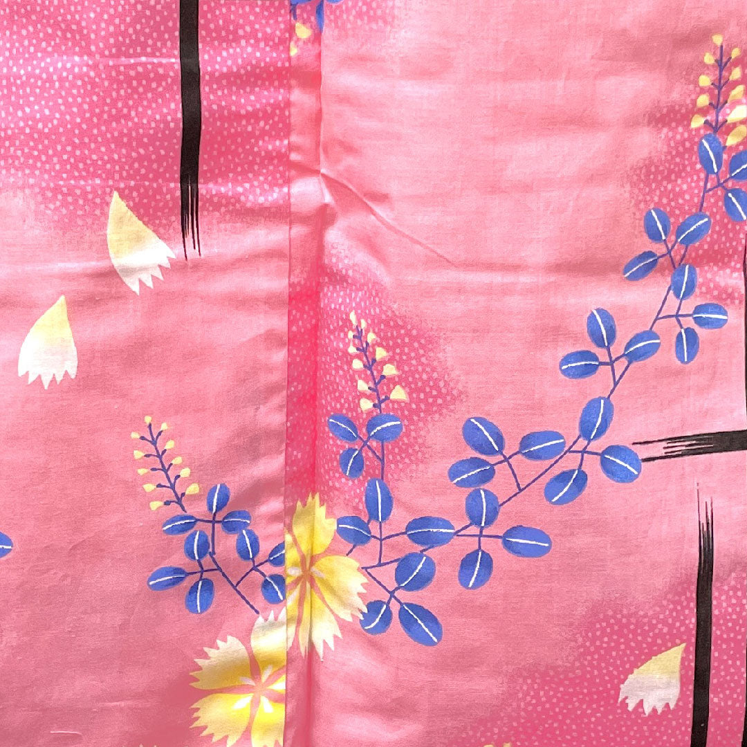 Yukata, medium crimson color, pink, bush clover, cotton, S rank, single layer, length 166cm, sleeve length 66cm, pink, 1118002812513