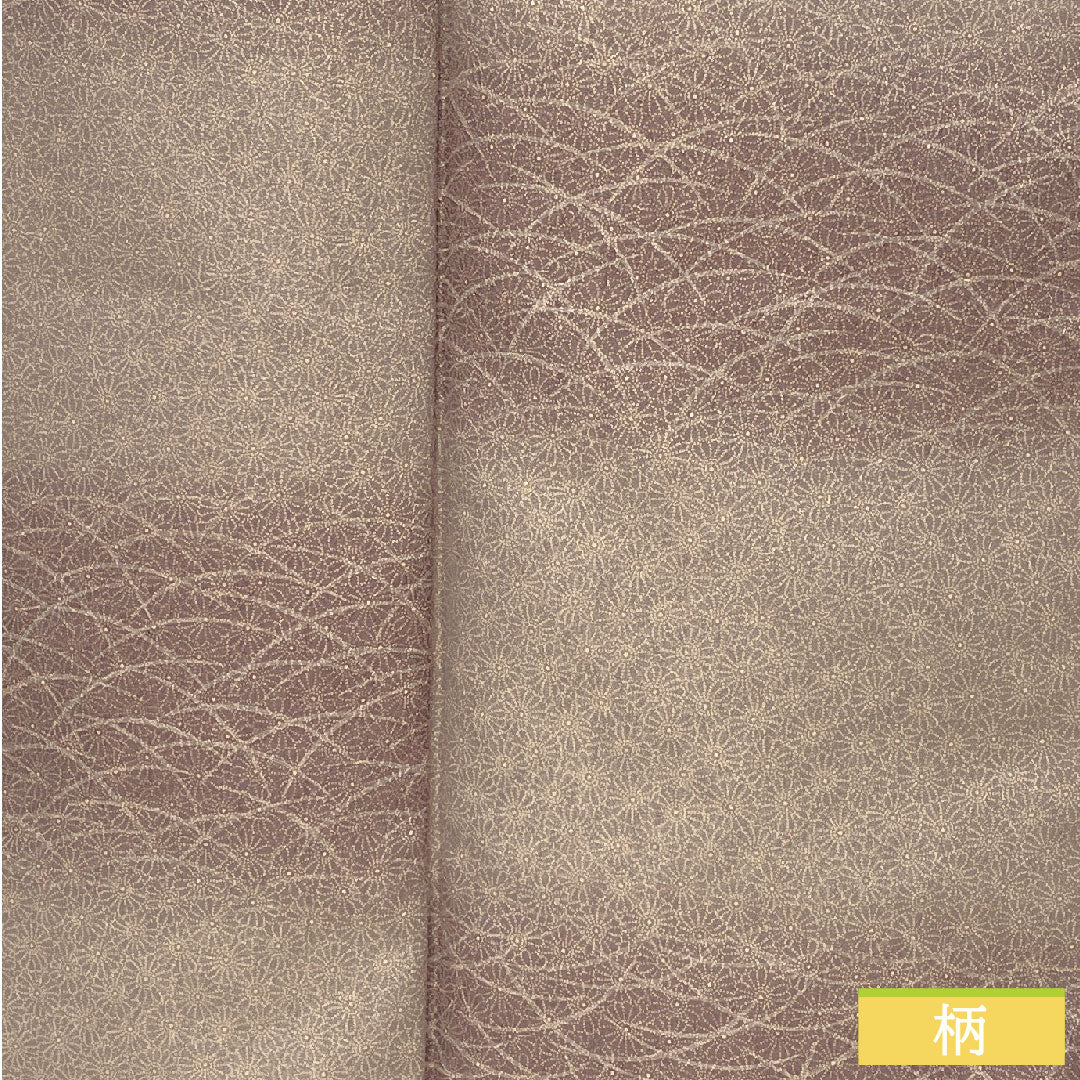 小紋 ポリエステル 身丈155.5cm 裄丈63.5cm 袷 桜鼠色(さくらねずいろ) 洗える着物 菊 露芝 Aランク 紫系 1115004913320