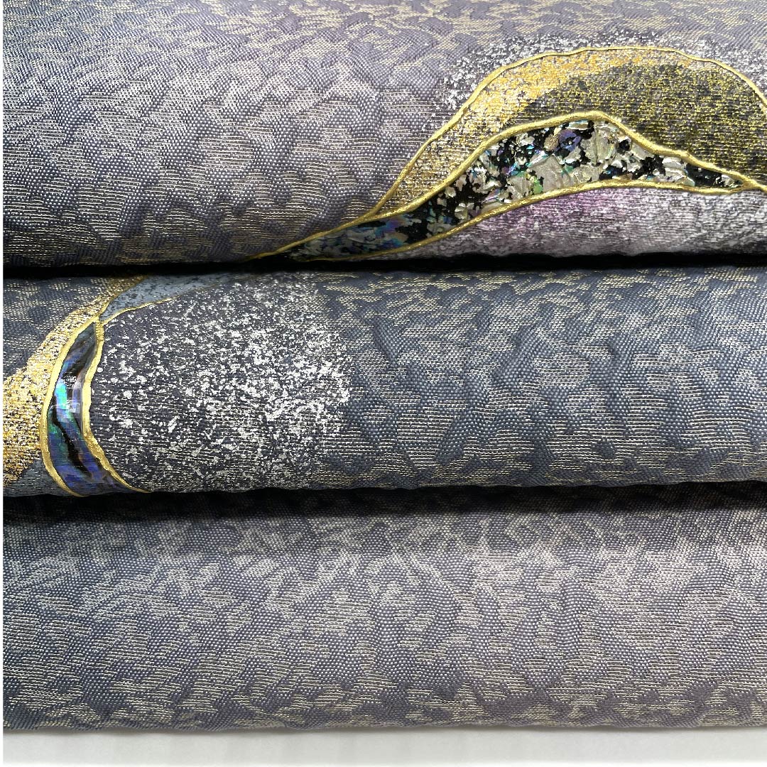 袋帯 螺鈿 幾何学模様 帯丈436cm 正絹 Sランク ポイント柄 カジュアル グラデーション系 1123007112399