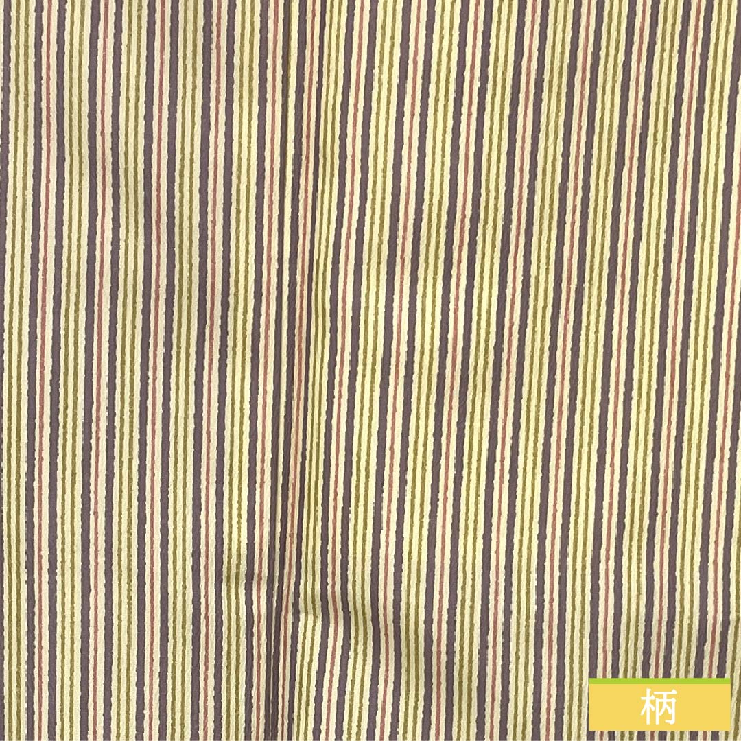 小紋 ポリエステル 身丈163.5cm 裄丈66cm 袷 薄卵色(うすたまごいろ) 縞 未使用品 しつけ糸付き 洗える着物 Sランク クリーム系 1115006052415